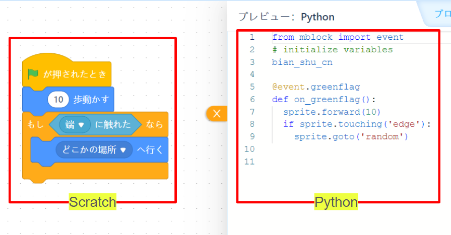 Scratch,Pythonのコード