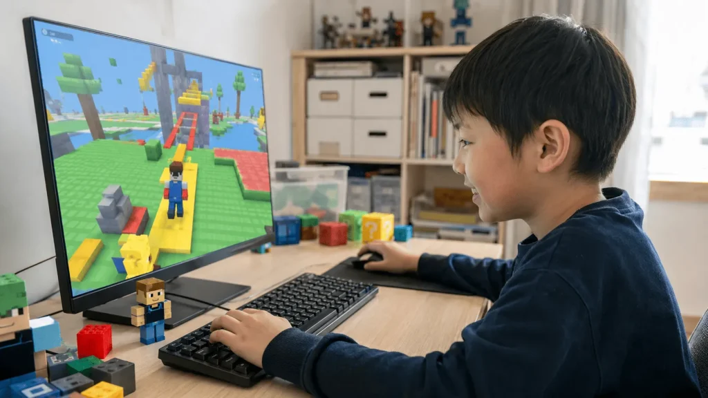 ロブロックスを遊ぶ小学生