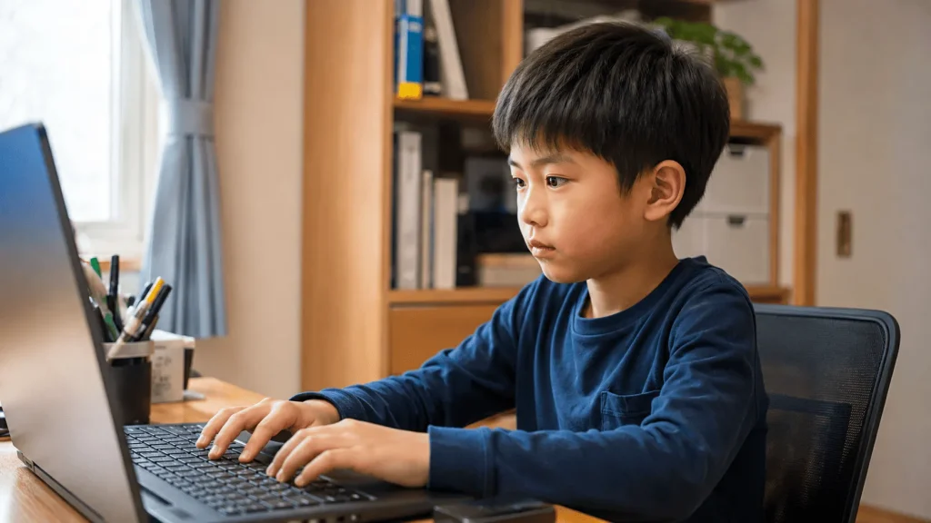 タイピング練習をする小学３年生